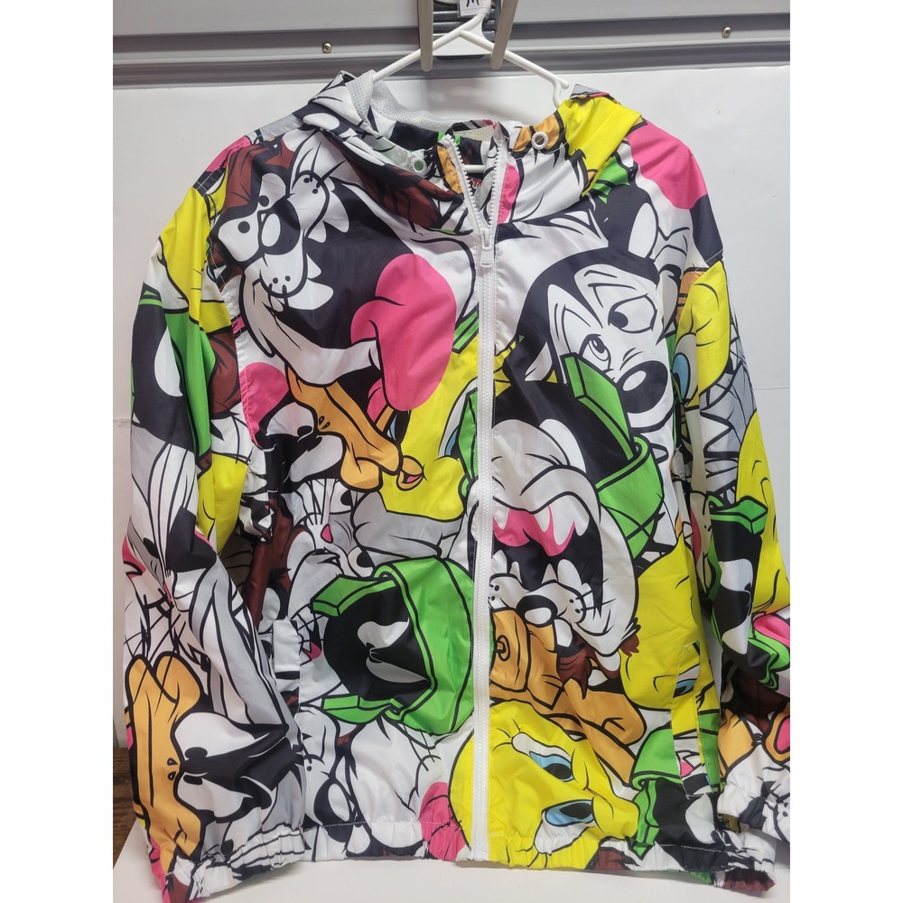 Members Only Looney Tunes All Over Print Hooded Windbreaker Jacket 2X